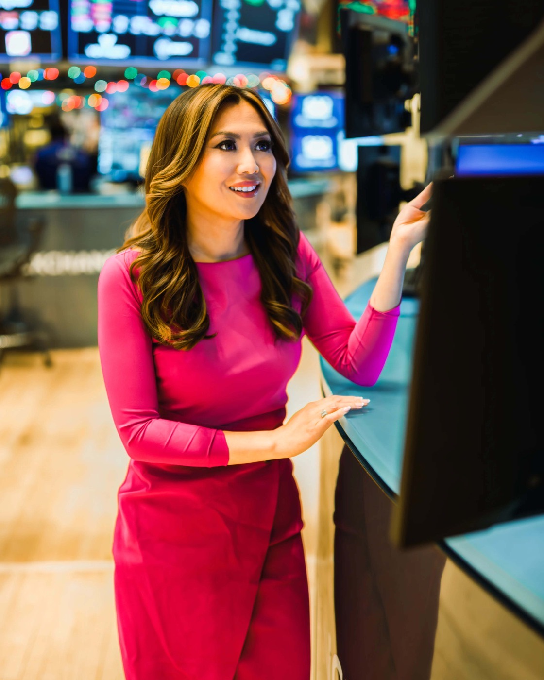 Remy Blaire at a trading terminal on the New York Stock Exchange floor
